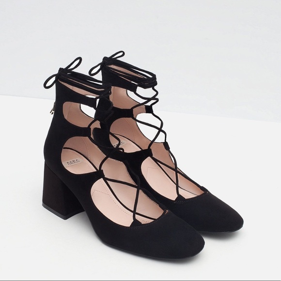 Zara Shoes - Zara lace up block heels